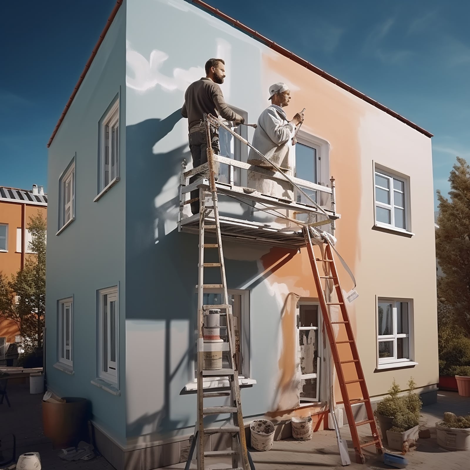 Exterior painting in a residential setting